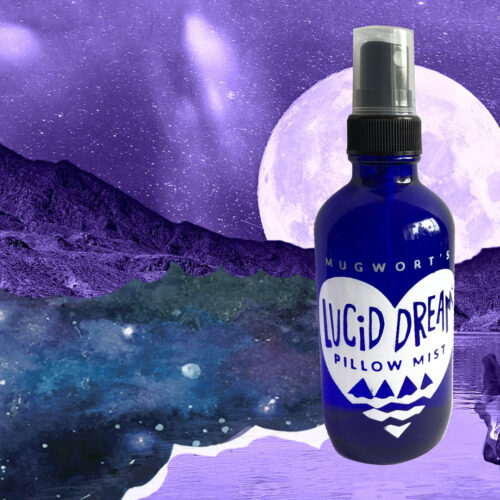 Lucid Dreams Bottle on Moon Background