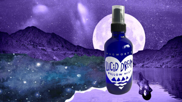 Lucid Dreams Bottle on Moon Background